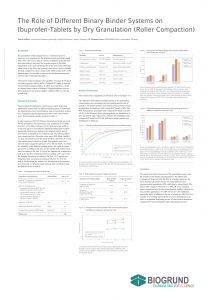Scientific poster on binary binder systems on Ibuprofen Tablets