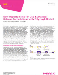 New Opportunities for Oral Sustained Release Formulations with Polyvinyl Alcohol
