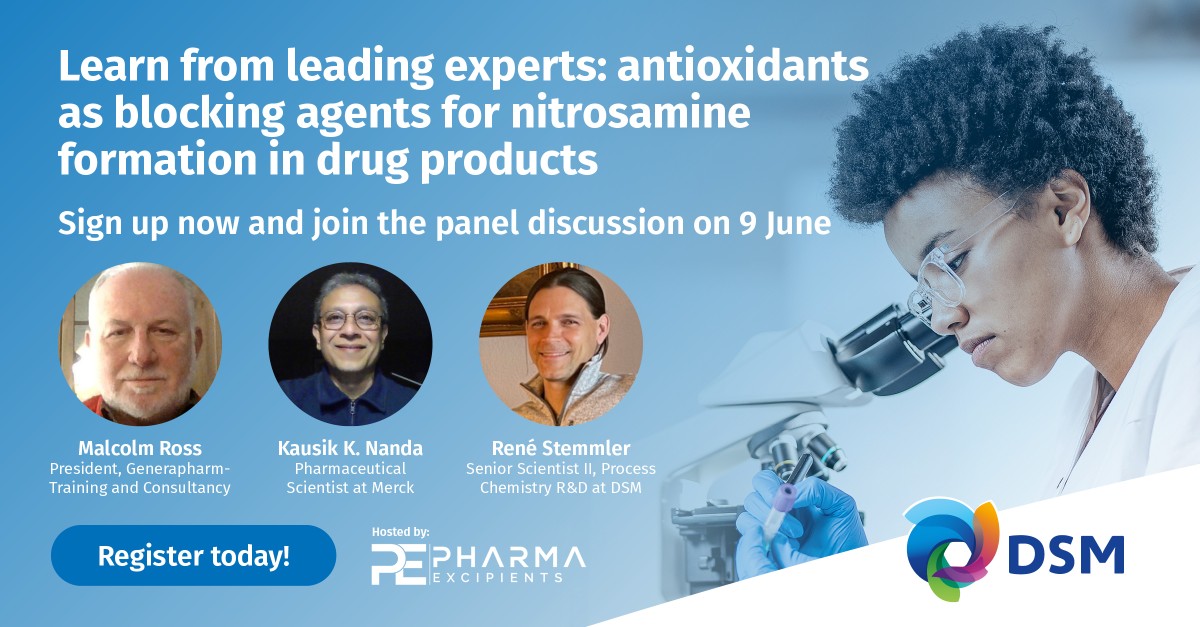 webinar Antioxidants, a safe and viable Inhibition Strategy for Nitrosamine Formation In Drug Products