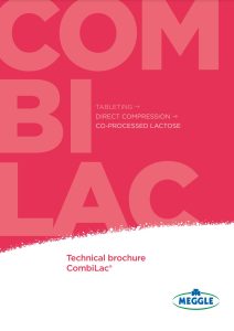 CombiLac® - MEGGLE’s co-processed lactose grades for direct compression
