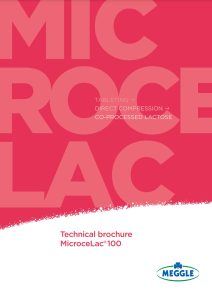 MicroceLac 100 - MEGGLE’s co-processed lactose grades for direct compression