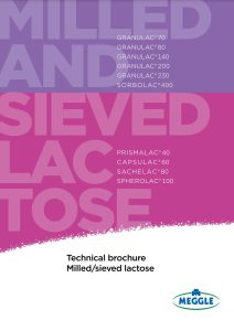 Milled and Sieved - MEGGLE’s crystalline alpha-lactose monohydrate grades_technical brochure