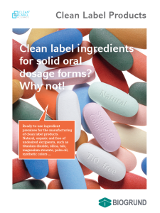Clean label ingredients for solid oral dosage forms by Biogrund