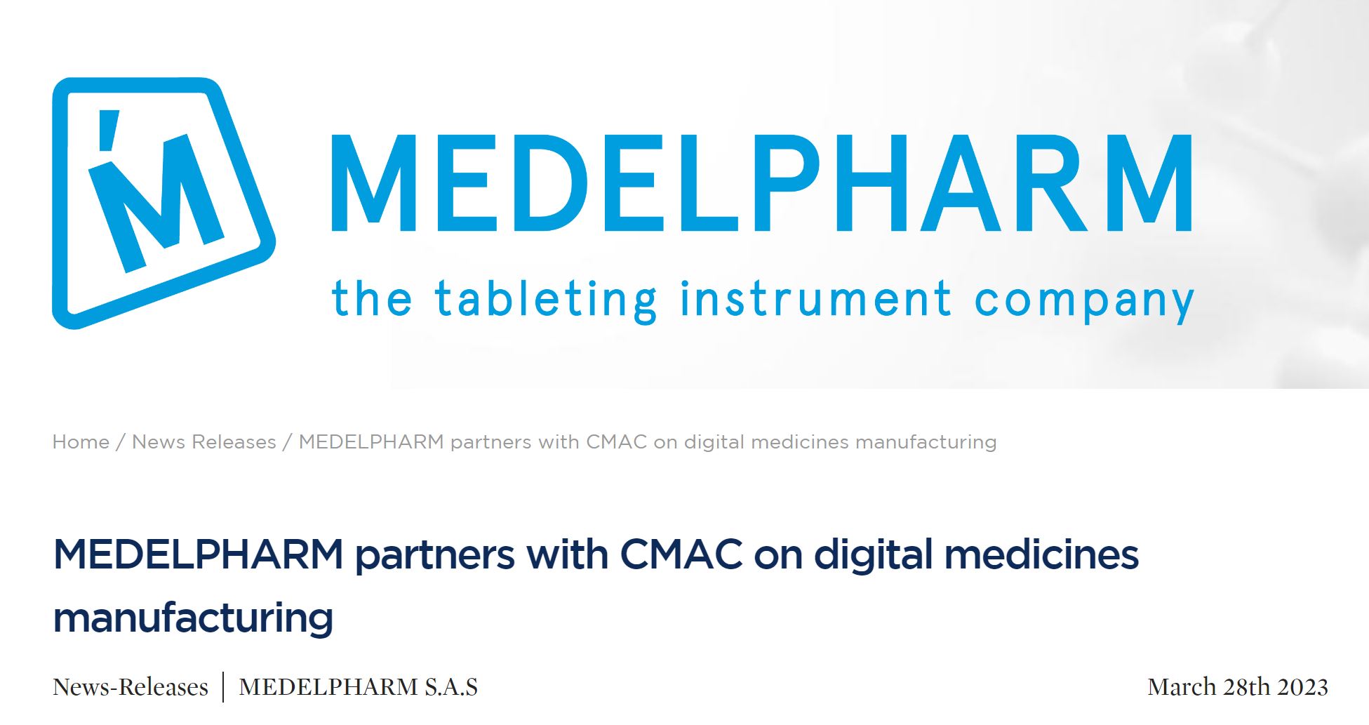 MEDELPHARM partners with CMAC on digital medicines manufacturing