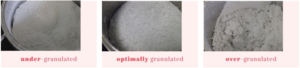 Figure 1. Granule appearance at various states of granulation.
