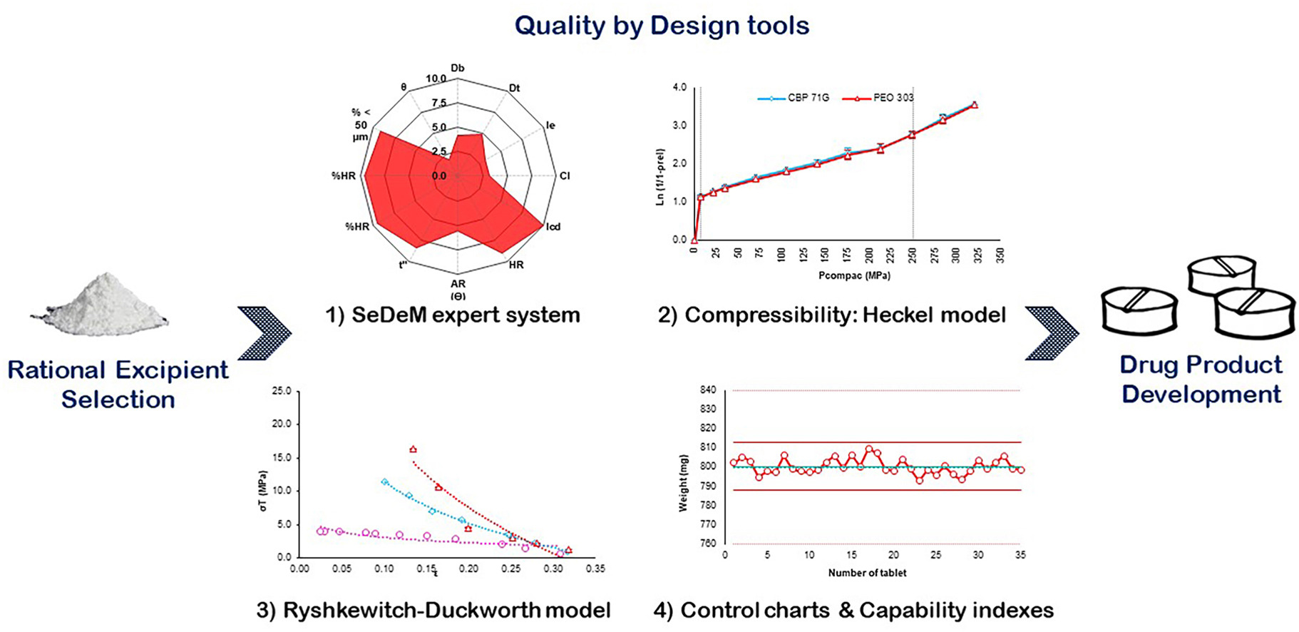 Comparison between polymeric excipients using SeDeM expert system in combination with mathematical modeling and quality control tools