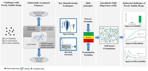 Review of industrially recognized polymers and manufacturing processes for amorphous solid dispersion based formulations