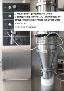 Comparison of properties on Orally Disintegrating Tablets (ODTs) produced by direct compression or fluid bed granulation