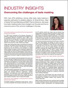 Overcoming the challenges of taste masking