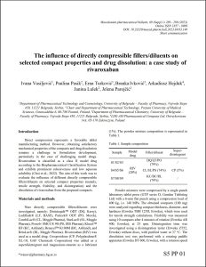 The influence of directly compressible fillers diluents on selected compact properties and drug dissolution a case study of rivaroxaban