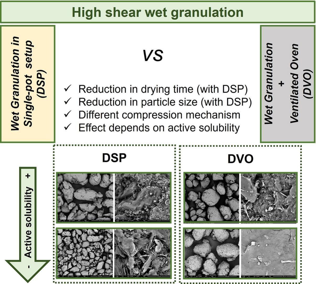 Effect of the drying type on the properties of granules and tablets produced by high shear wet granulation