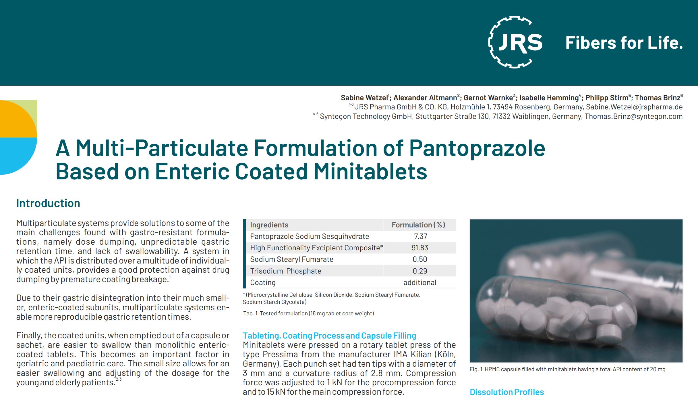 A Multi-Particulate Formulation of Pantoprazole Based on Enteric Coated Minitablets