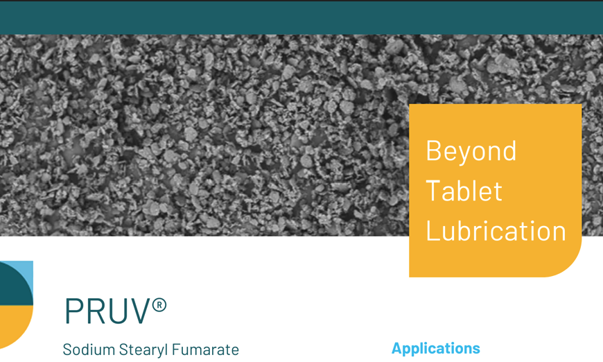 Beyond Tableting Lubrication - PRUV® by JRS Pharma
