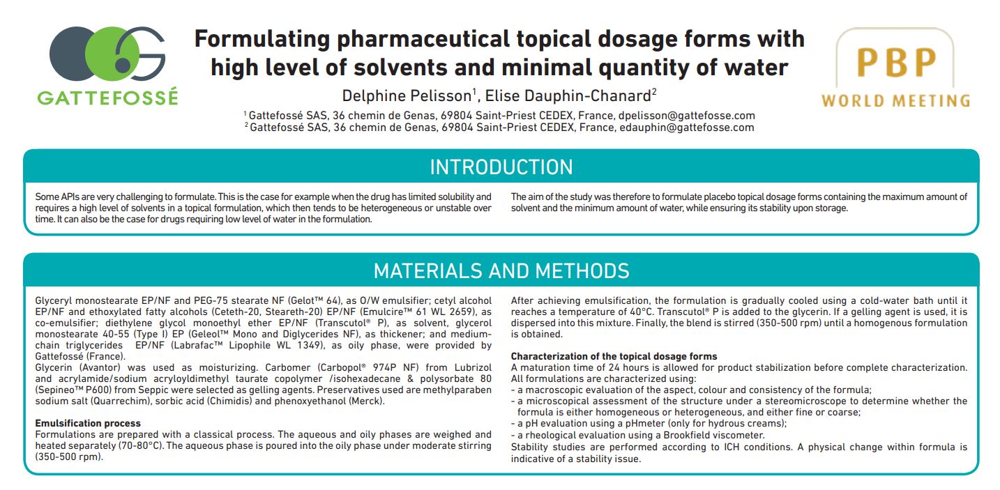 Formulating pharmaceutical topical dosage forms with high level of solvents and minimal quantity of water